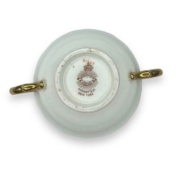 Tiffany & Co Adderley Bouillon Cup & Saucer Set Pink Roses Gold Trim England - Picture 4 of 12